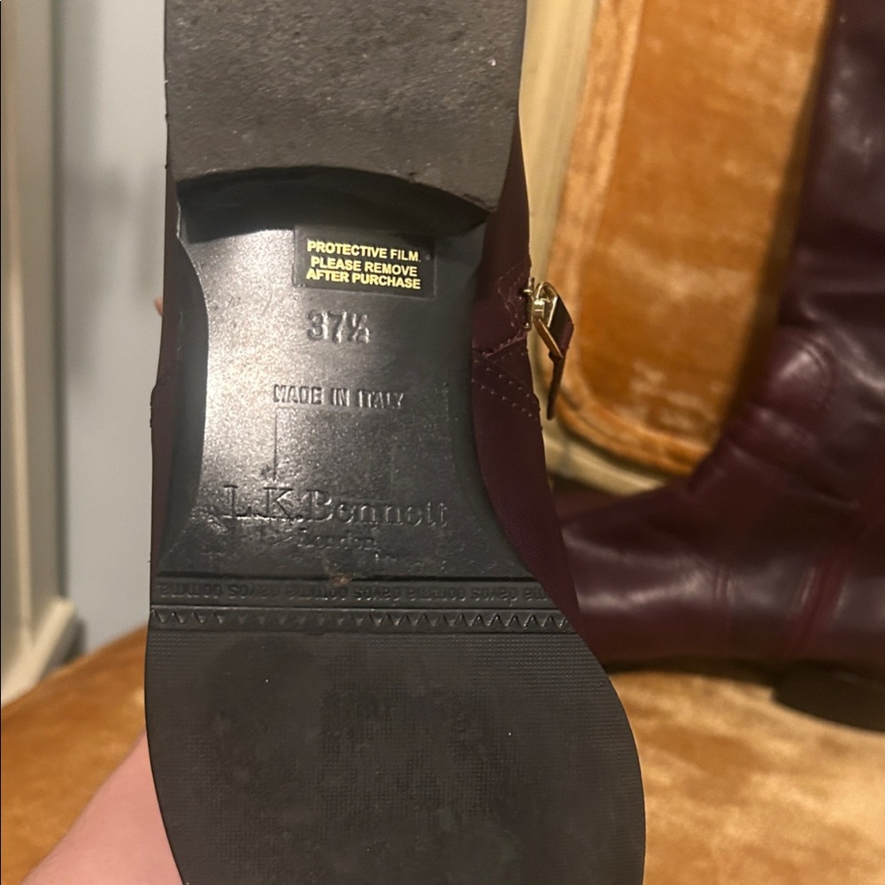 LK Bennett Over-the-Knee Leather Boots in Burgundy